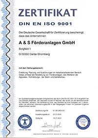 Zertifikat DIN ISO 9001